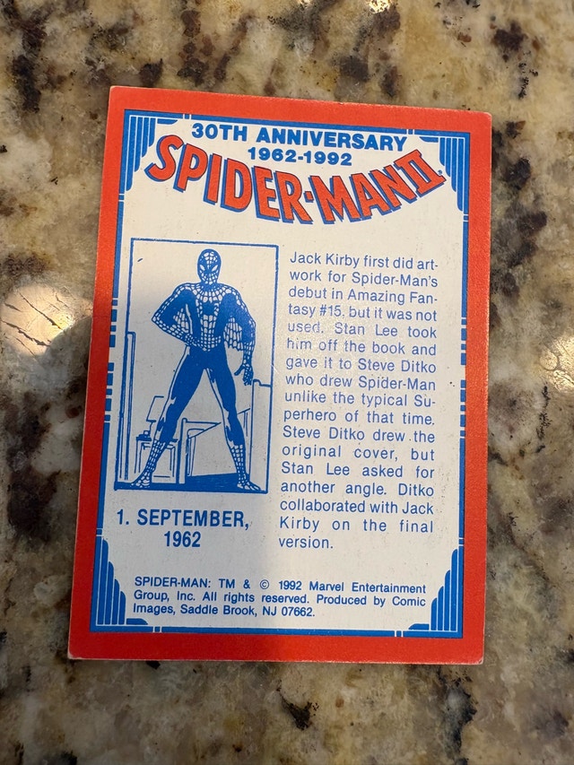 1992 Marvel 30th Anniversary Spider-Man Trading Cards - photo 4