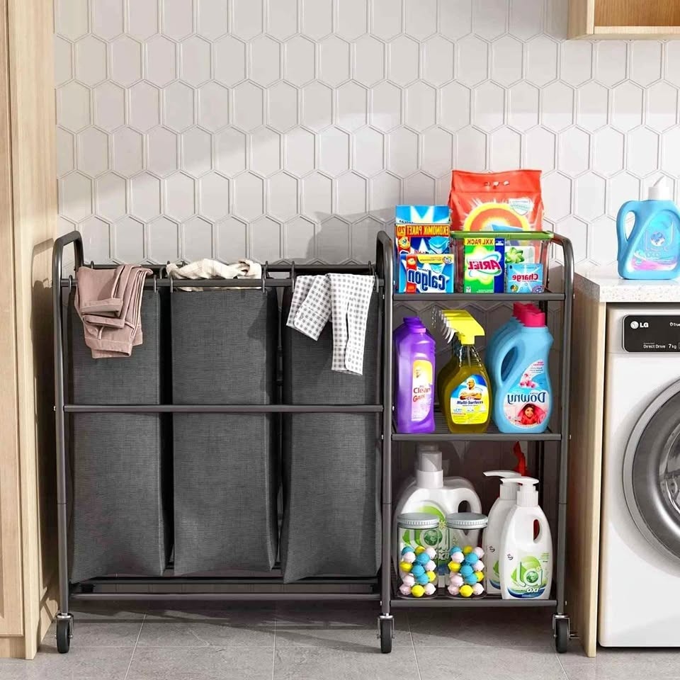 3 Bag Laundry Sorter Cart with Wheels
