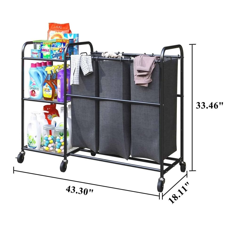 3 Bag Laundry Sorter Cart with Wheels - photo 2