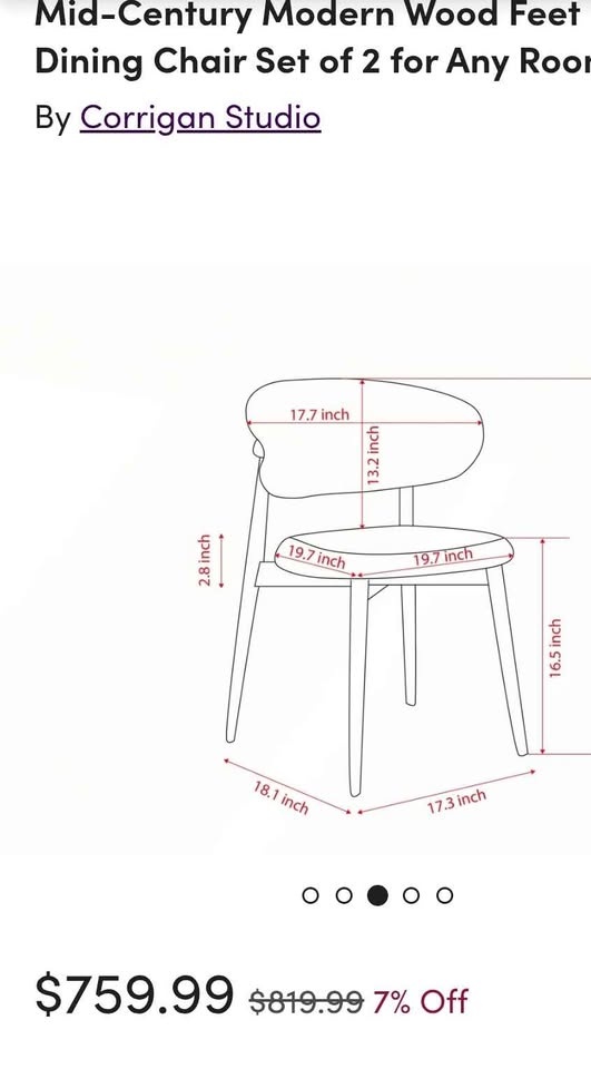 2 CORRIGAN STUDIO WOOD FEET DINING CHAIRS - photo 4