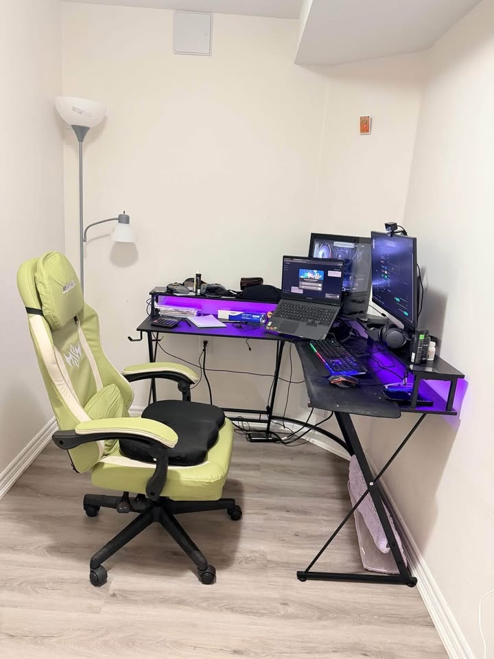 Gaming Chair with Lumbar Massager and Footrest - photo 2