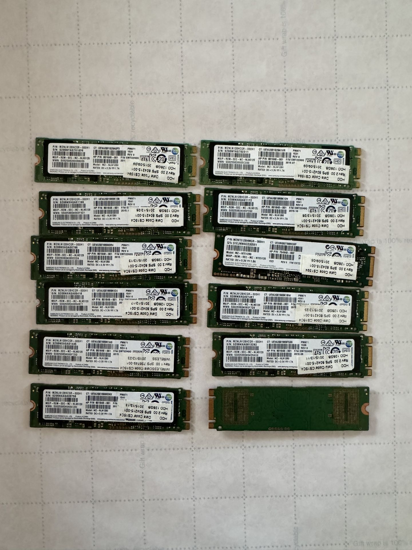 Samsung 128 GB M.2 SATA III SSDs - 12 Available