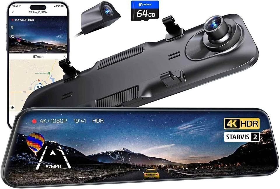 Pelsee S12 Pro 4K Rear View Mirror Camera
