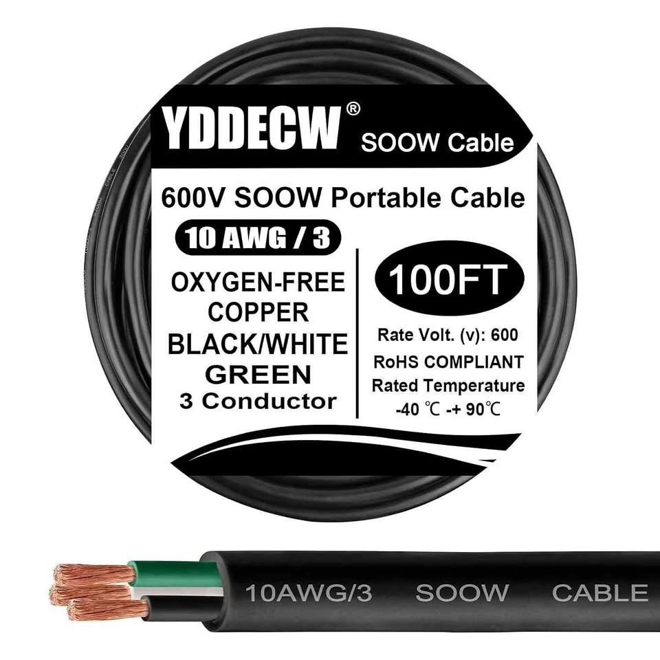 100ft 10/3 SOOW 600V Portable Power Cable