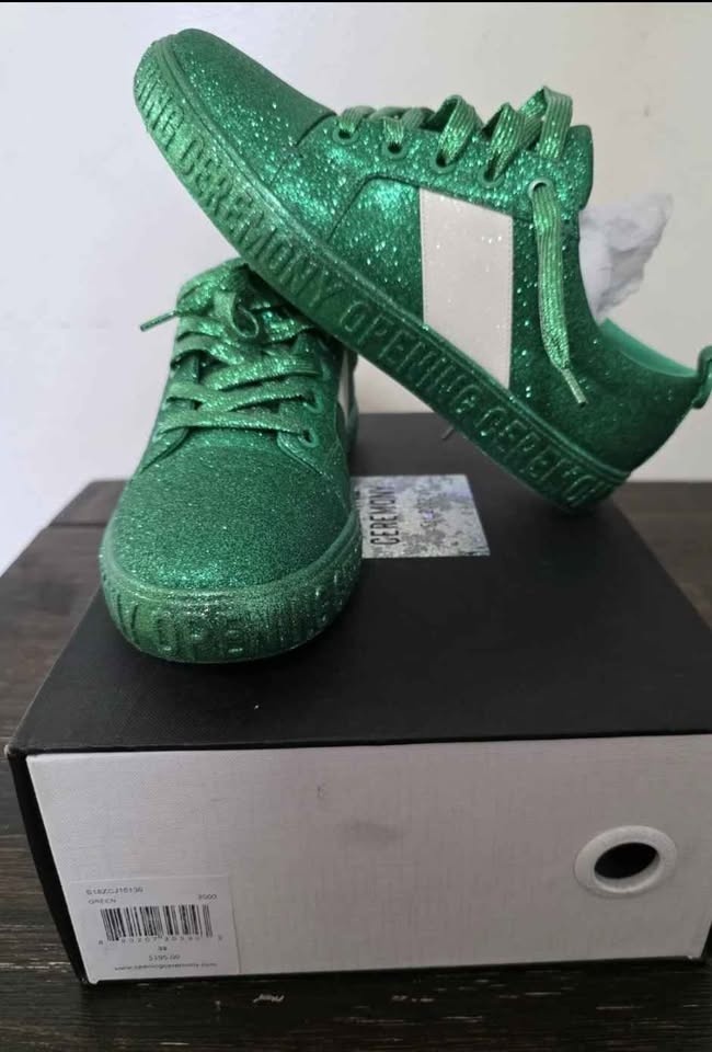 Opening Ceremony Glitter Low-top Sneakers - Green, Size 39 - photo 2