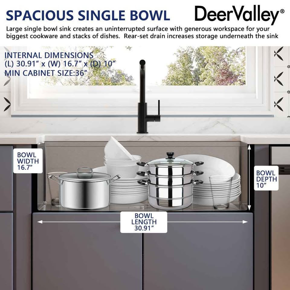 DeerValley DV-1K0192 33-inch Undermount Single Bowl Stainless St - photo 4