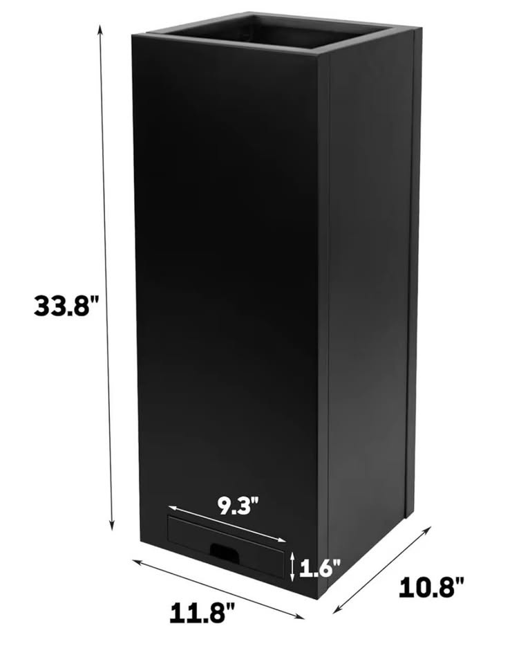 Tall metal planter, black with palm tree - photo 4