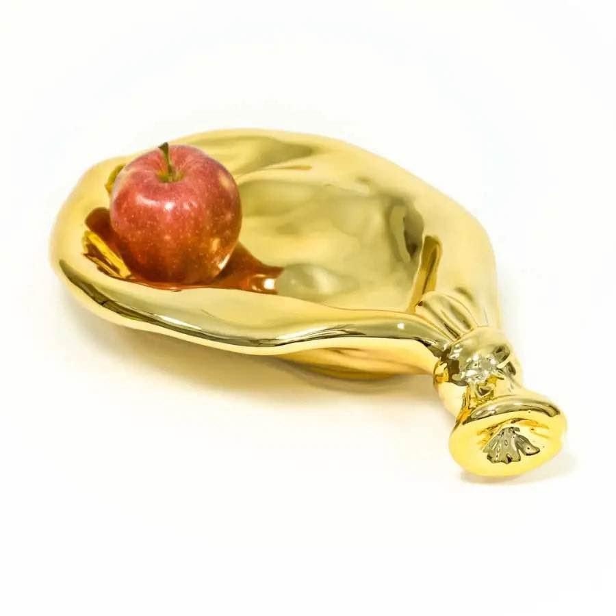 Deflated Balloon Bowl, Decorative Fruit Bowl - Gold