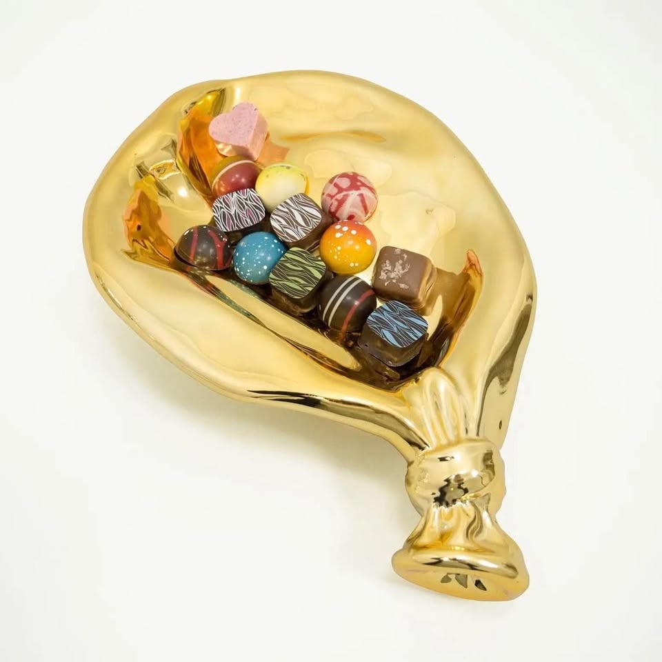 Deflated Balloon Bowl, Decorative Fruit Bowl - Gold - photo 2