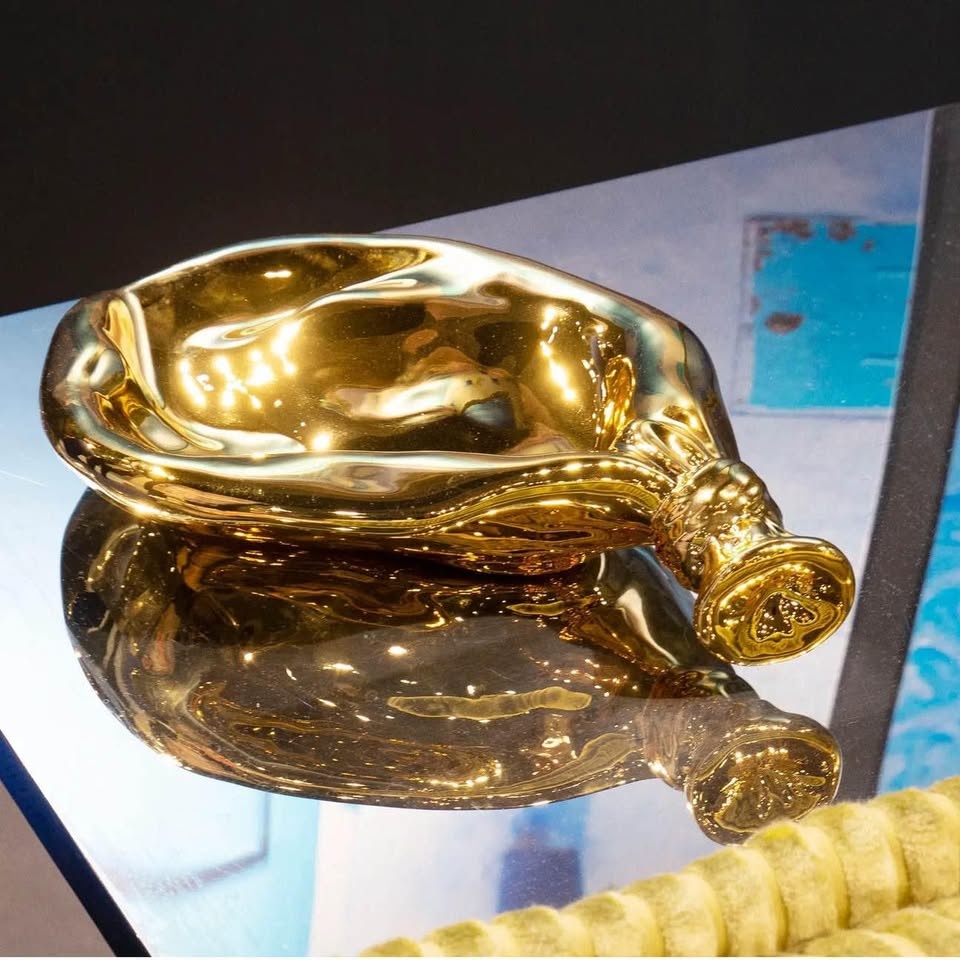 Deflated Balloon Bowl, Decorative Fruit Bowl - Gold - photo 4