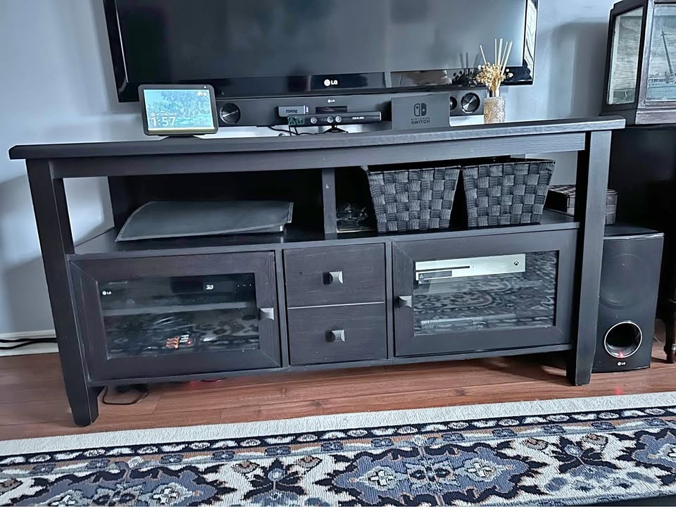 Black TV Stand Media Console with Storage
