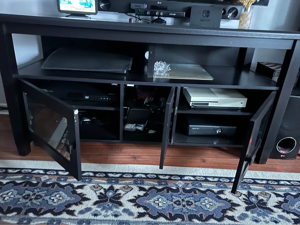 Black TV Stand Media Console with Storage - photo 3