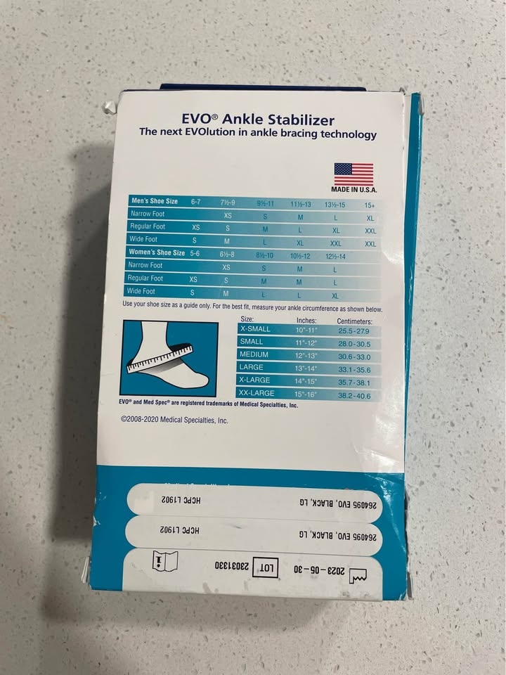 MedSpec EVO Ankle Stabilizer – Large (Black) – Brand New - photo 2