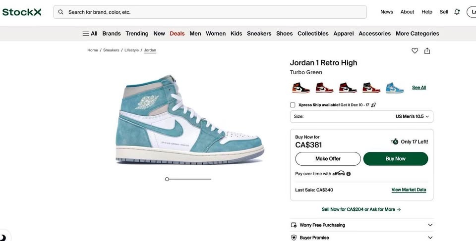 🔥 Jordan 1 Retro High “Turbo Green” (Size US 10.5) – $200