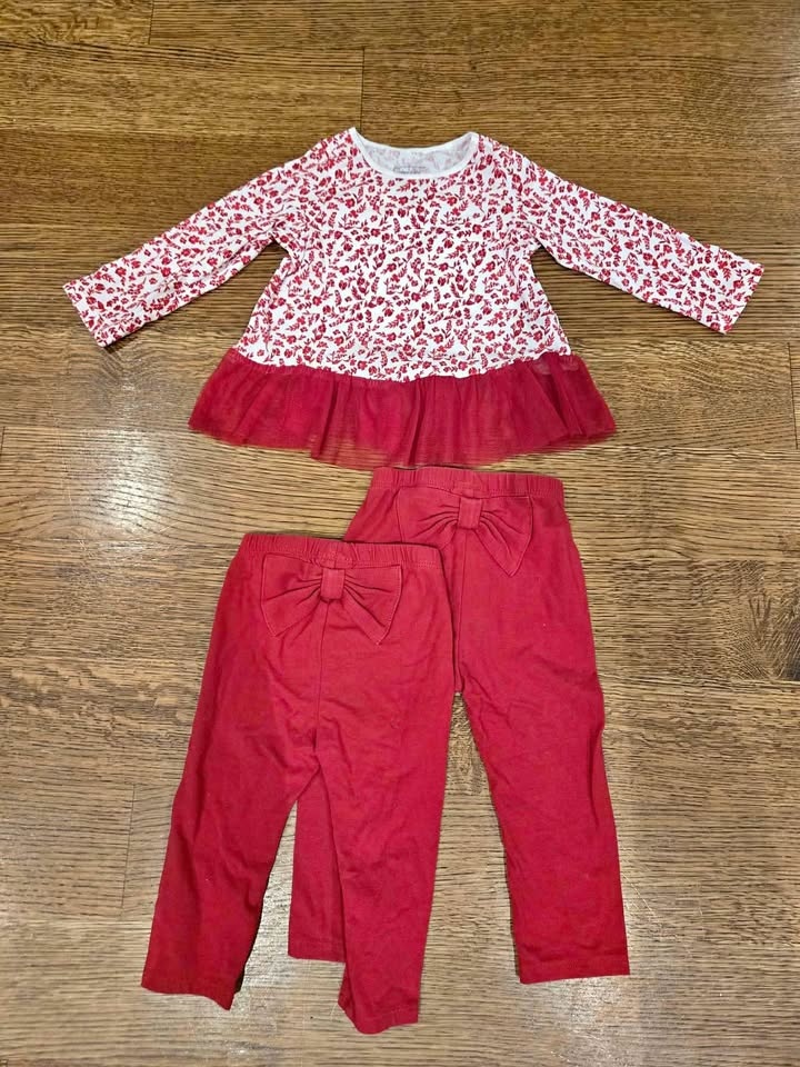 Christmas Holiday Outfit Set for Baby Girl (12M & 9M)