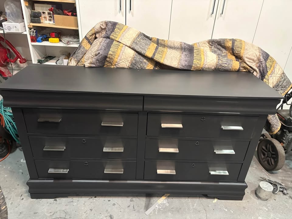 Beautiful black storage dresser with silver handles - like new - photo 2