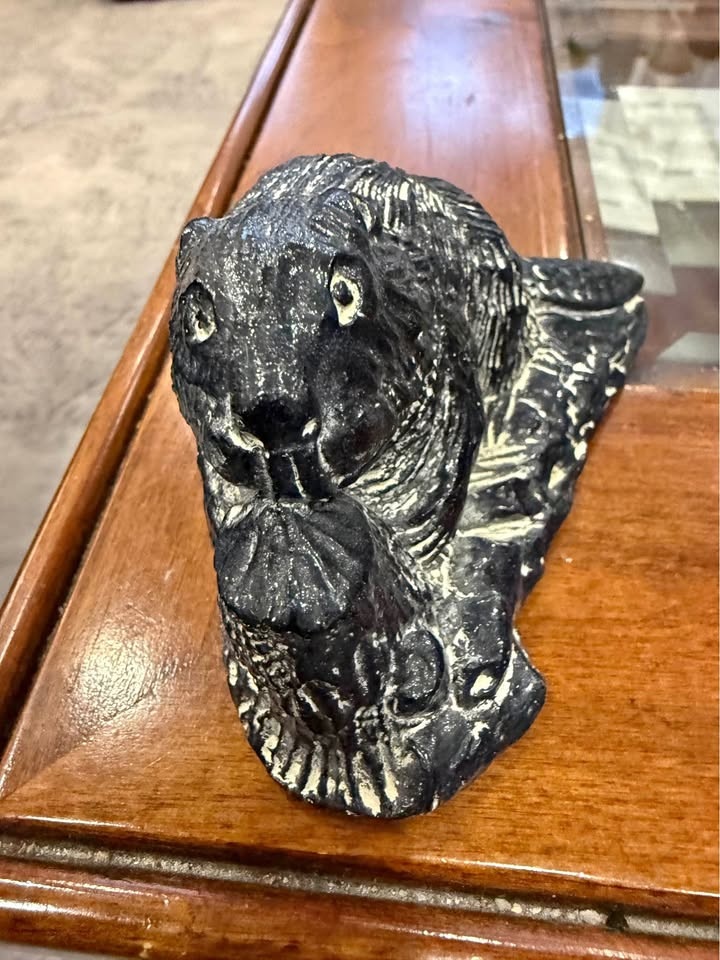 Vintage Aardik Bear with Fish Soapstone Carving