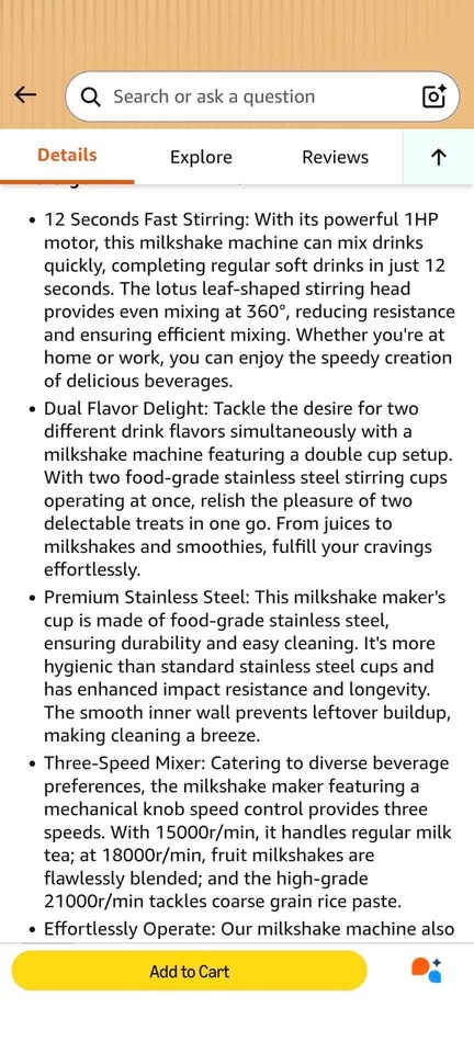 VEVOR 375W x 2 Electric Milkshake Machine - Double Heads Drink M - photo 4
