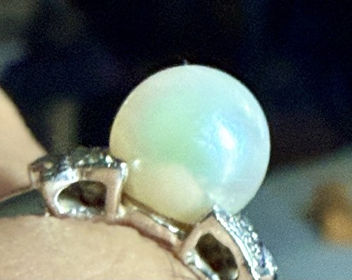 14K White Gold Pearl & Diamond Ring | Size 7 | Estate - photo 3