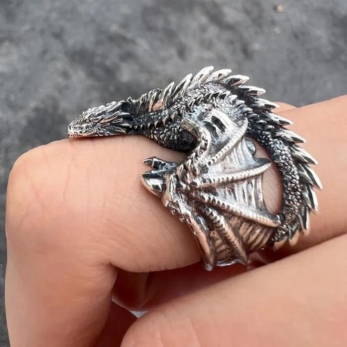 Dragon Ring Gothic Punk Style Wings Opening Adjustable Ring Vint