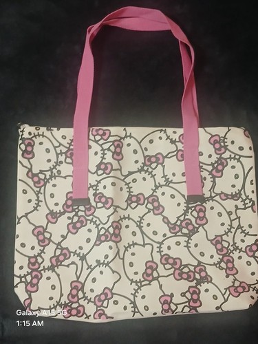 New Sanrio Hello Kitty Canvas Tote Bag With Zipper 11x15 Inches