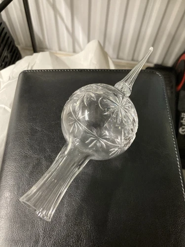Crystal Christmas Tree Topper Glass 9 1/2 Inches Tall