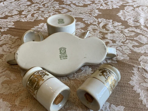 Rare Noritake White & Gold Condiment Set - photo 4
