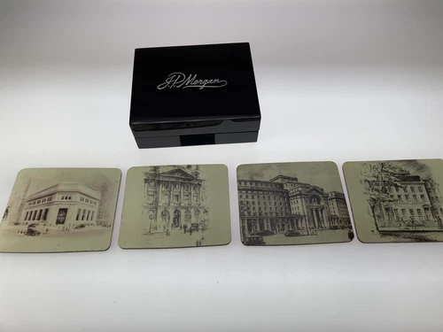 J.P Morgan Set Of 4 Laminated Coasters Of Chase Historical Colle - photo 3