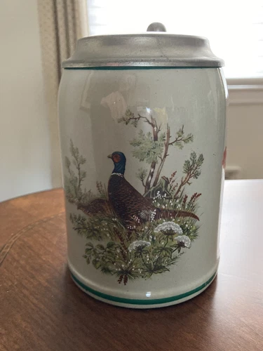 Vintage W. Germany Wandertag Ceramic Beer Stein Pheasant