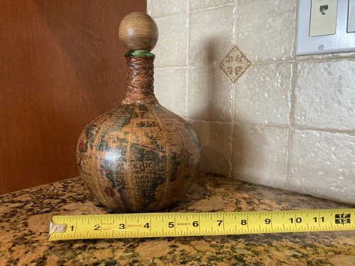 Vintage Italian World Map Leather Decanter - photo 4