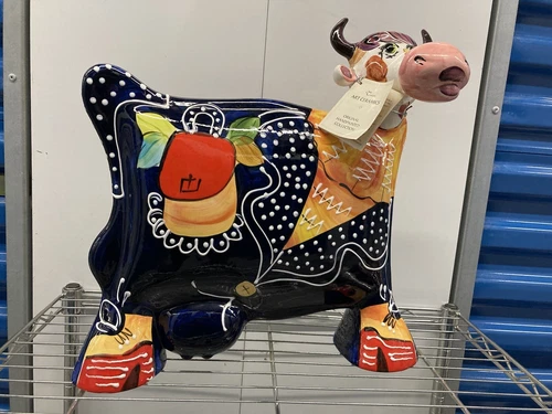Vintage Anatoly Turov Hand-Painted Ceramic Cow Figurine - photo 4