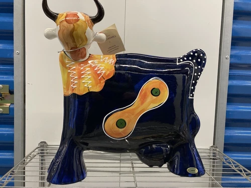 Vintage Anatoly Turov Hand-Painted Ceramic Cow Figurine - photo 5