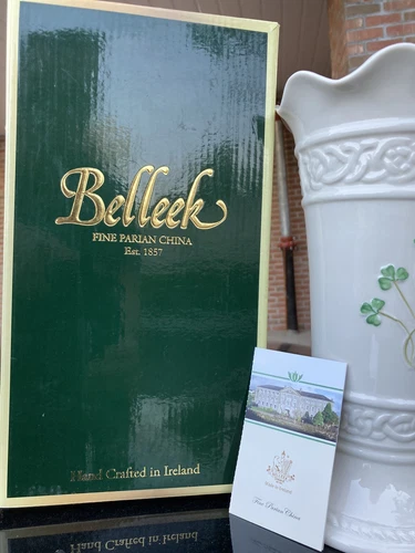 Belleek Vintage Irish Tara Shamrock Vase 10" BNIB
