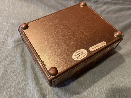 Vintage Brass Glass Hinged Mirror Trinket Box 4.5" - photo 5