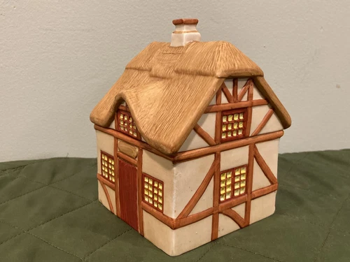 Dansk Village Thatched Roof House Shaped 5" Ceramic Jar - photo 2