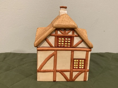 Dansk Village Thatched Roof House Shaped 5" Ceramic Jar - photo 4