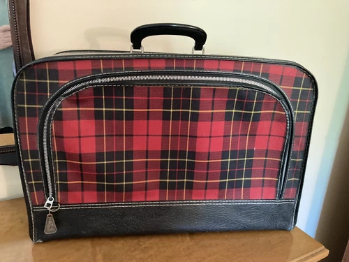 Vintage Black Tartan Plaid Softshell Luggage