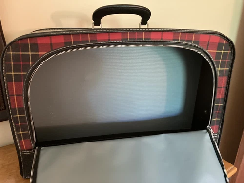 Vintage Black Tartan Plaid Softshell Luggage - photo 2