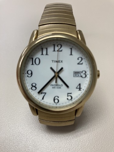 Timex Easy Reader Men's Watch 35mm Gold Tone Date Indiglo