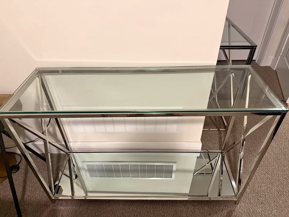 Mirrored Console Table with Chrome Finish