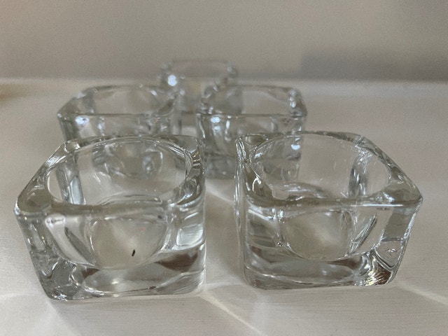 Set of Five Glass Votive Candle Holders