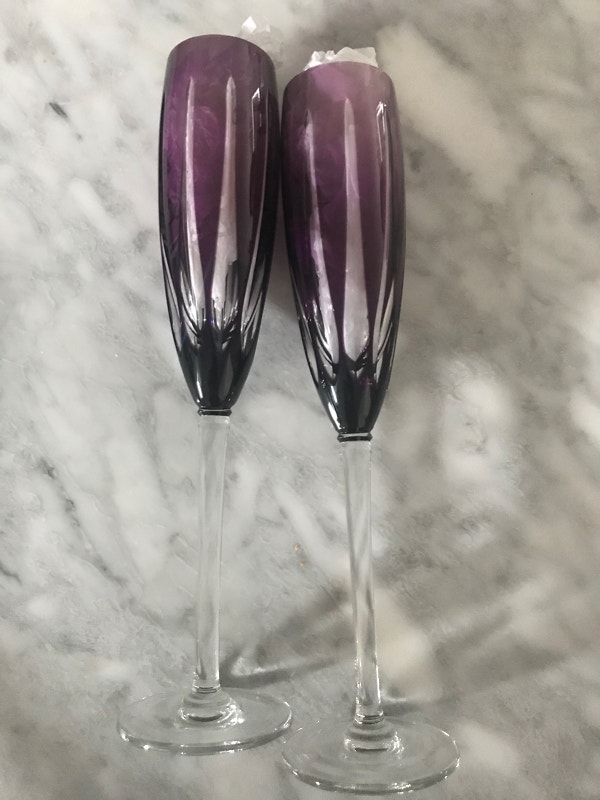 DAVID REDMAN Crystal Champagne Flutes - Amethyst Retail $300