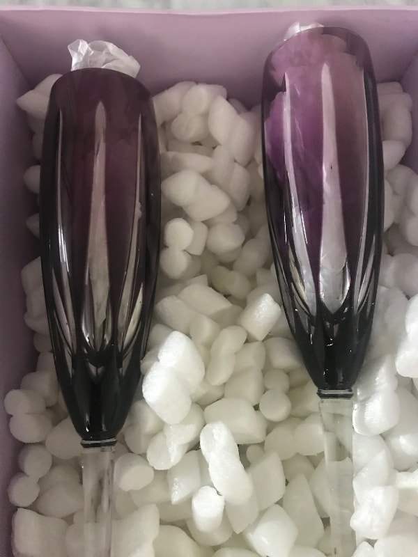 DAVID REDMAN Crystal Champagne Flutes - Amethyst Retail $300 - photo 2