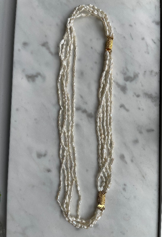 Keishi Pearl Necklace 5 Strand Torsade 60 cm