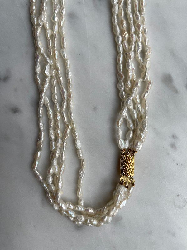 Keishi Pearl Necklace 5 Strand Torsade 60 cm - photo 2