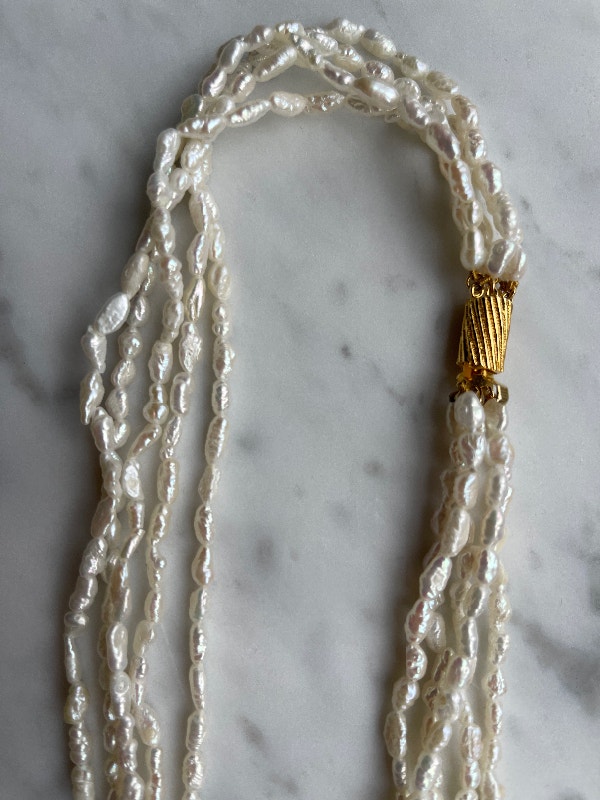 Keishi Pearl Necklace 5 Strand Torsade 60 cm - photo 4