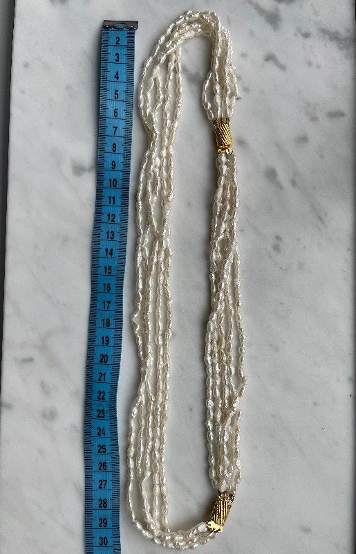 Keishi Pearl Necklace 5 Strand Torsade 60 cm - photo 5