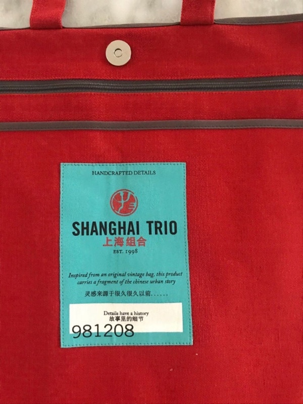 SHANGHAI TRIO Red Cloth Portfolio Work Bag