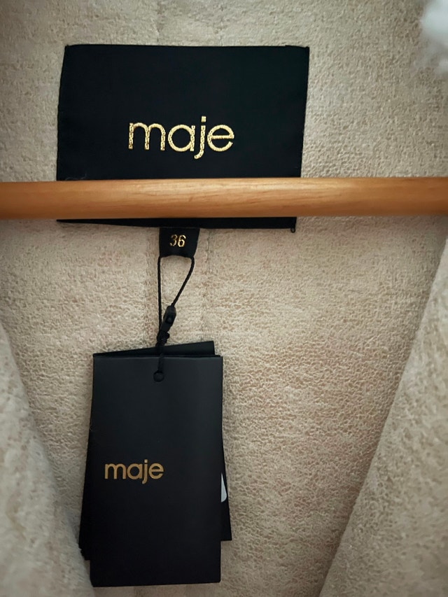 MAJE Short Faux Fur Coat Jacket Ecru Size S - photo 5