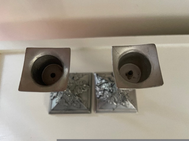 Set of Two Pewter Candle Holders - photo 2
